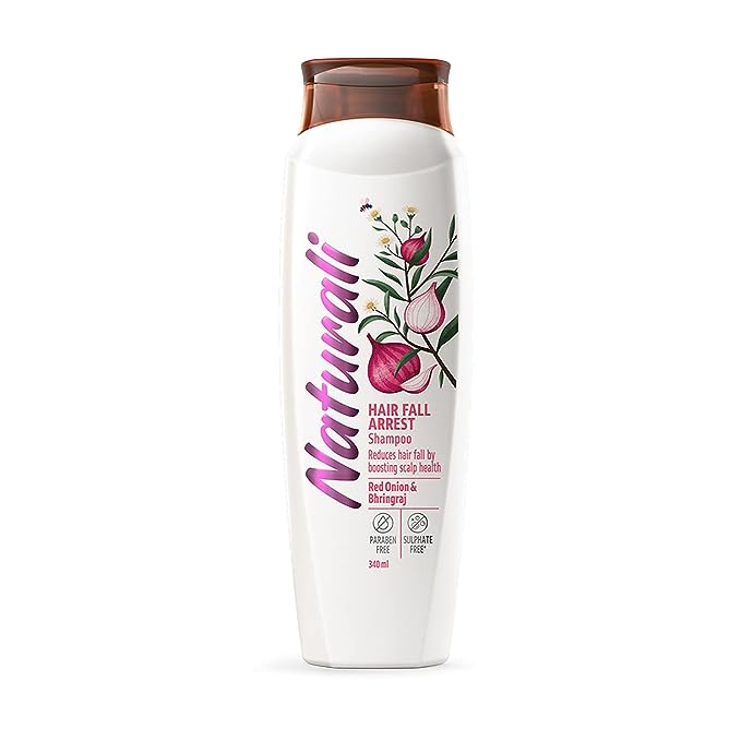 Naturali Hair fall Arrest Shampoo, Pack of 1| 340 ml,With Red Onion & Bhringraj, Reduces Hair Fall By Boosting Scalp Health, Promotes Hair Growth| Suitable for All Hair Types, Paraben & Sulphate Free Naturali Hair fall Arrest Shampoo, Pack of 1| 340 ml,With Red Onion & Bhringraj, Reduces Hair Fall By Boosting Scalp Health, Promotes Hair Growth| Suitable for All Hair Types, Paraben & Sulphate Free